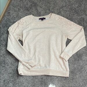 Cream Embroidered Sweatshirt